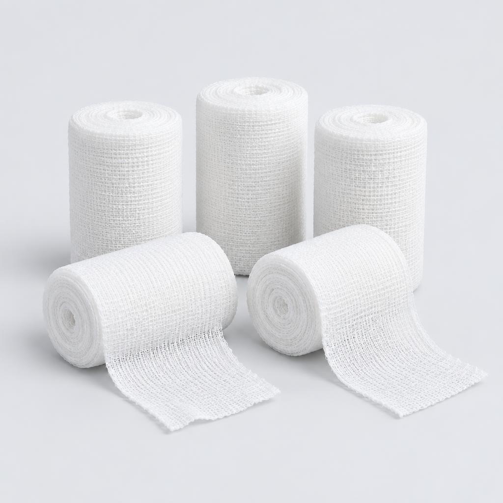 White conforming medical gauze rolls