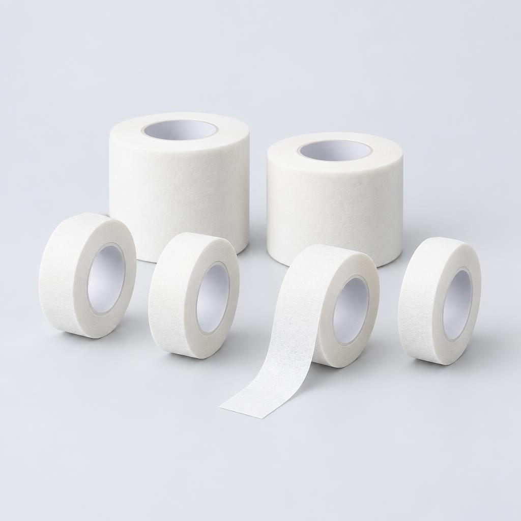 White paper medical tape rolls